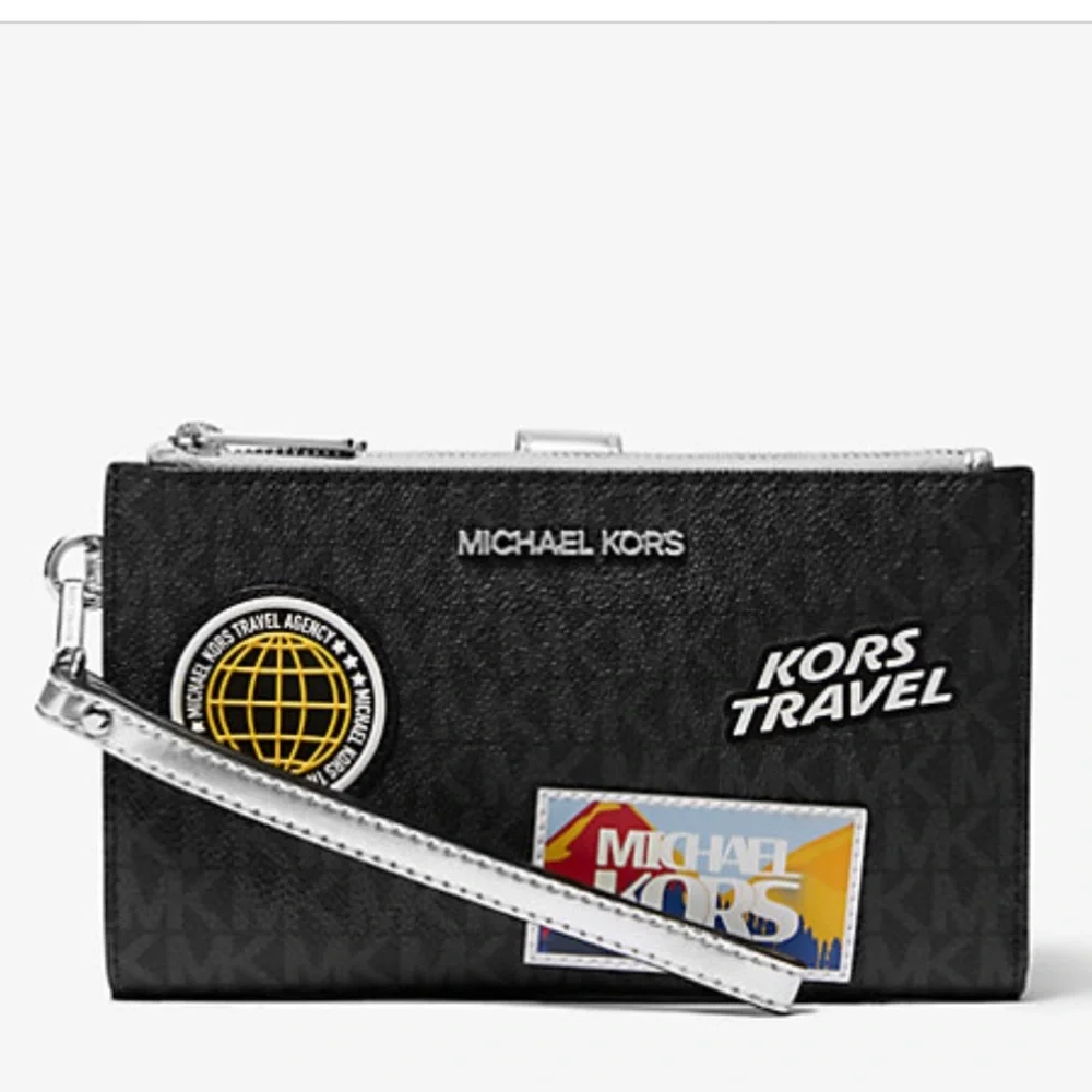 Michael kors Jet Set Travel Large Embellished Signature Logo Wristlet Black